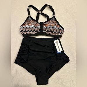 COCOPEAR Ruched‎ High Waisted Bikini Set